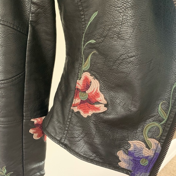 Embroidered Pleather Jacket - Picture 4 of 5